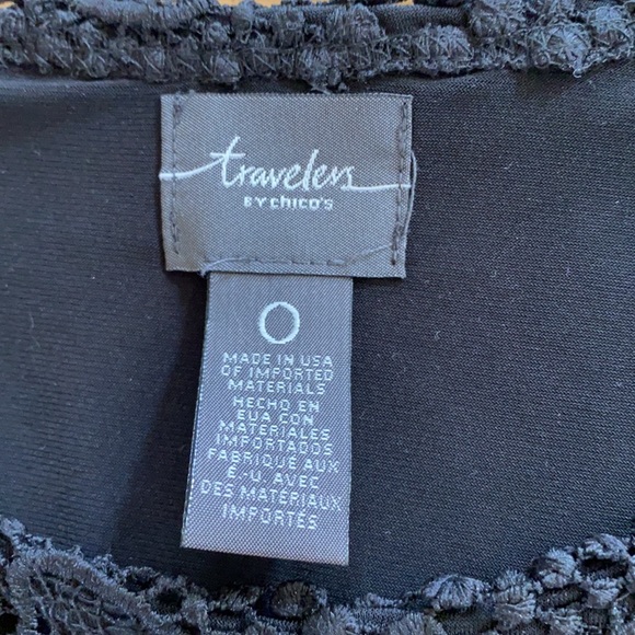 CHICOS TRAVELERS CROCHET LACE OVERLAY TOP - Picture 5 of 13